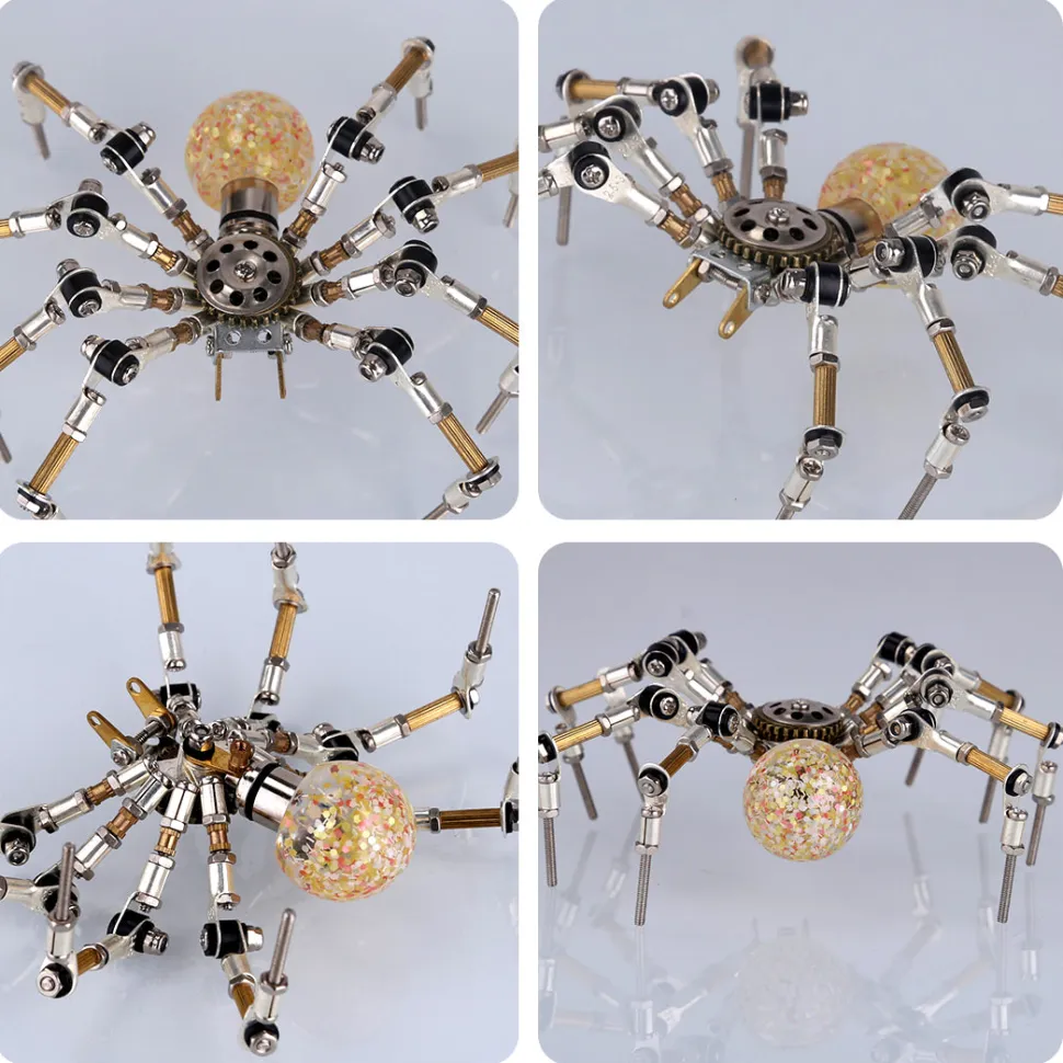 3D Metal Spider Model DIY Kits with 2CM Glowing Crystal Ball -270PCS+