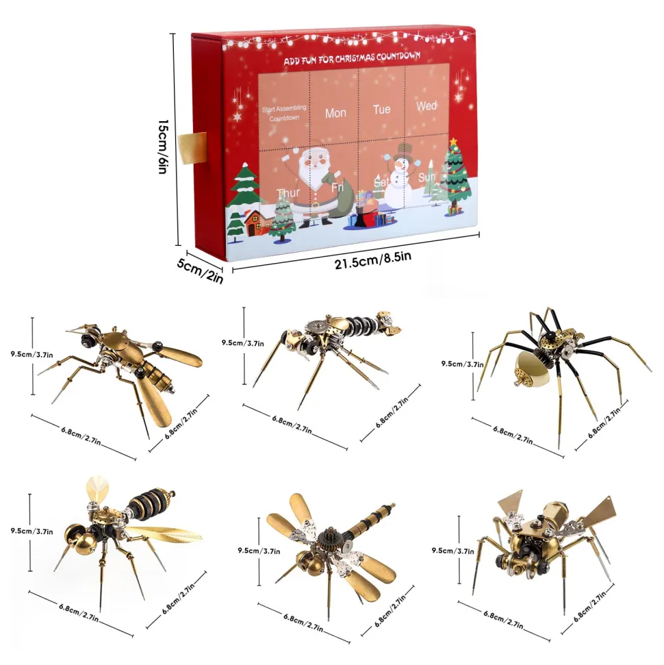 3D Metal Steampunk Craft Puzzle Mechanical Insect Model DIY Assembly Animal Jigsaw Puzzle Kit - Make Your Own Advent Calendar - Creative Gift-650PCS+