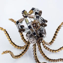3D Metal Steampunk Galaxy Craft Puzzle Mechanical Octopus with Desk Lamp Model DIY Assembly for Home Decor Creative Gift-1060PCS