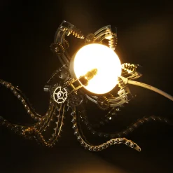 3D Metal Steampunk Galaxy Craft Puzzle Mechanical Octopus with Desk Lamp Model DIY Assembly for Home Decor Creative Gift-1060PCS