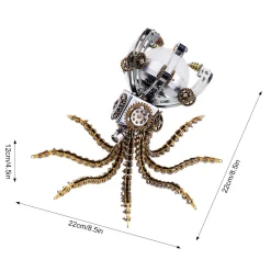 3D Metal Steampunk Galaxy Craft Puzzle Mechanical Octopus with Desk Lamp Model DIY Assembly for Home Decor Creative Gift-1060PCS