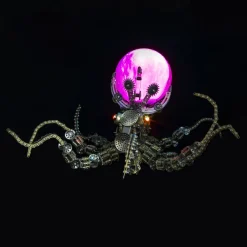 3D Metal Steampunk Galaxy Craft Puzzle Mechanical Octopus with Lamp Model DIY Assembly for Home Decor Creative Gift-2400PCS