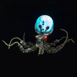 3D Metal Steampunk Galaxy Craft Puzzle Mechanical Octopus with Lamp Model DIY Assembly for Home Decor Creative Gift-2400PCS
