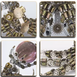 3D Metal Steampunk Galaxy Craft Puzzle Mechanical Octopus with Lamp Model DIY Assembly for Home Decor Creative Gift-2400PCS