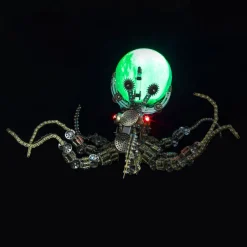 3D Metal Steampunk Galaxy Craft Puzzle Mechanical Octopus with Lamp Model DIY Assembly for Home Decor Creative Gift-2400PCS