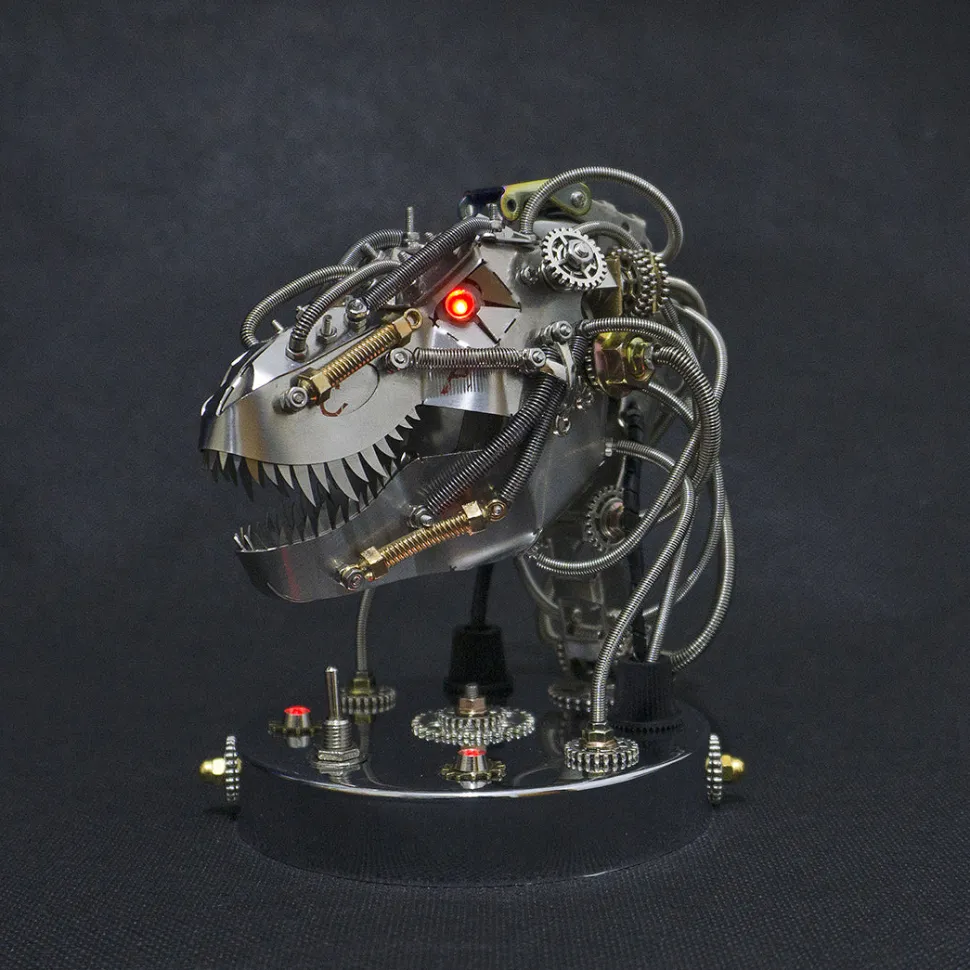 3D Metal Steampunk Moving Mechanical Dinosaur Head Model Kits - 180PCS+