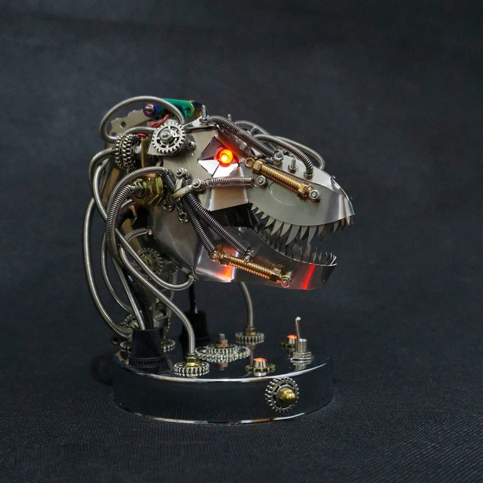 3D Metal Steampunk Moving Mechanical Dinosaur Head Model Kits - 180PCS+