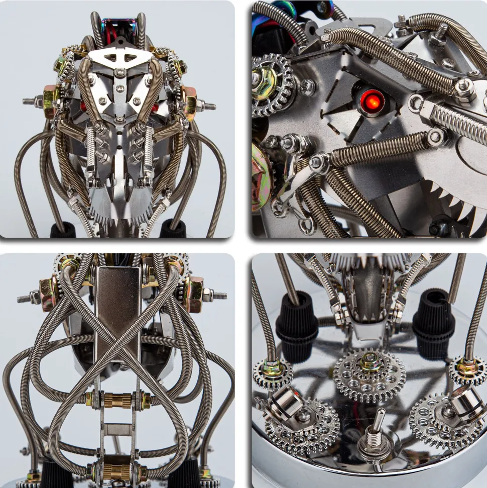 3D Metal Steampunk Moving Mechanical Dinosaur Head Model Kits - 180PCS+