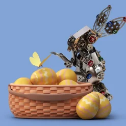 3D Metal Steampunk Puzzle Mechanical Easter Bunny Rabbit Model DIY Assembly Animal Jigsaw Puzzle Kit with Egg-500PCS+