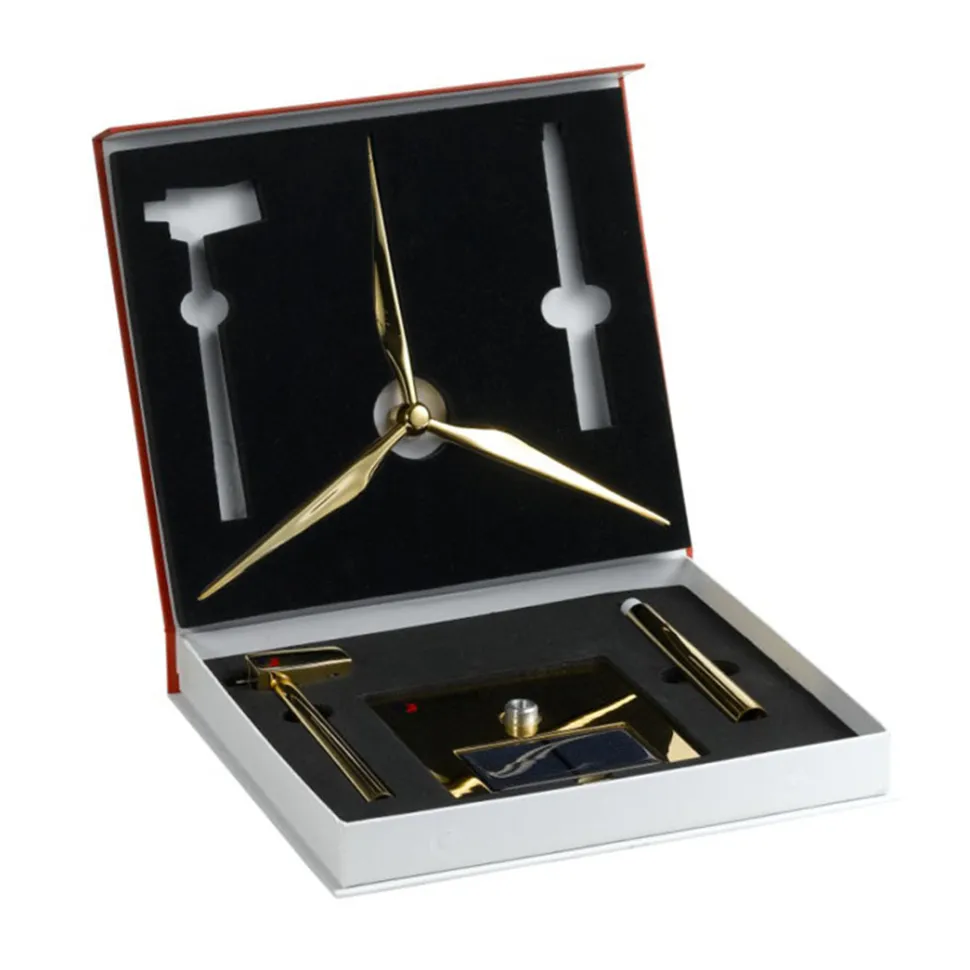 3D Metal Windmill Assembly Model Solar Powered Wind Turbine Model Golden