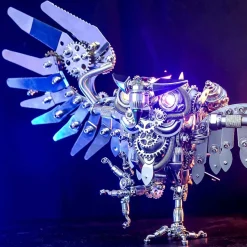 3D Nocturnal Owl DIY Steampunk Metal Assembly Animal Model Spooky Halloween Decor