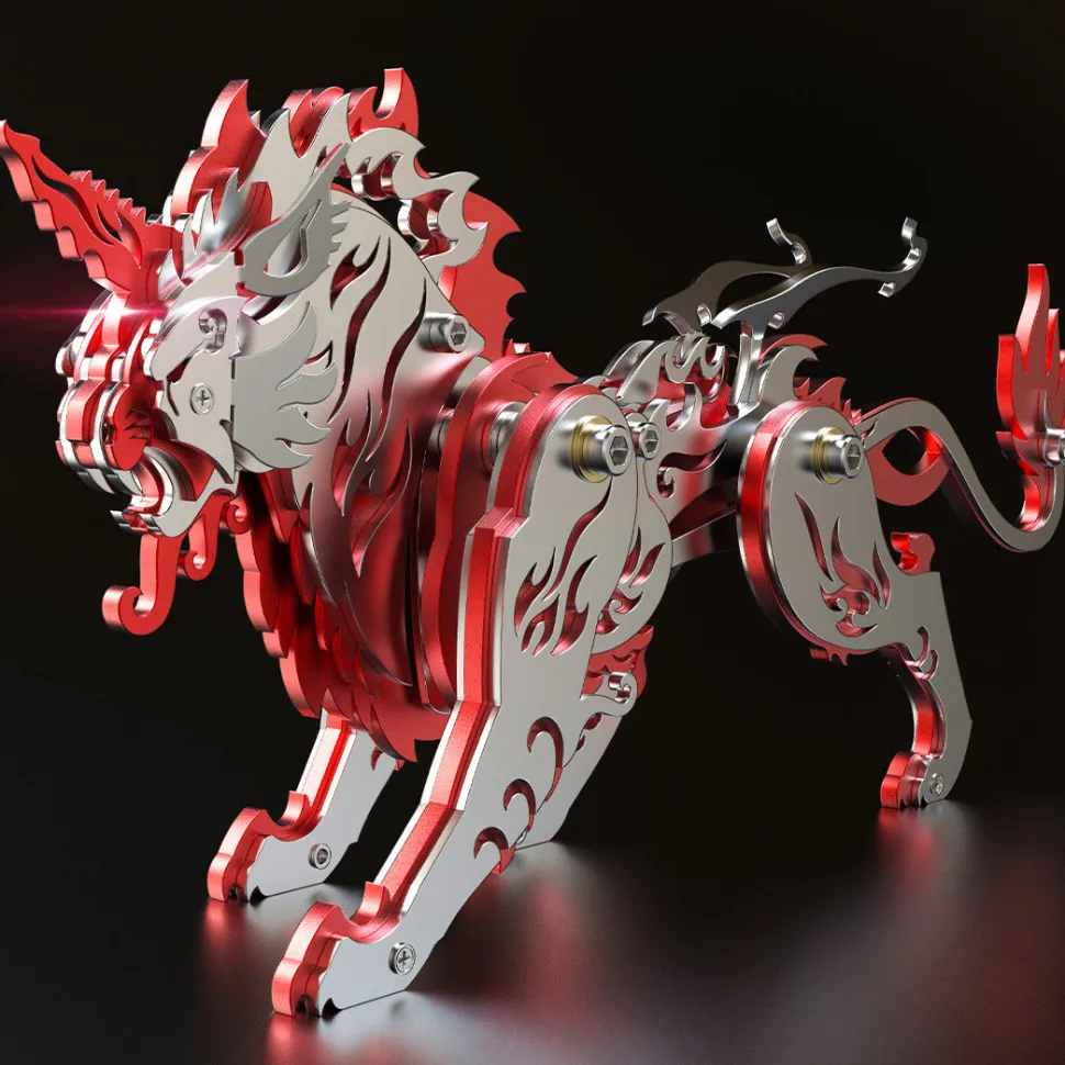 3D Puzzle DIY Model Kit Jigsaw Metal Tiger Model Ancient Chinese Beasts Mechanical Assembly Crafts