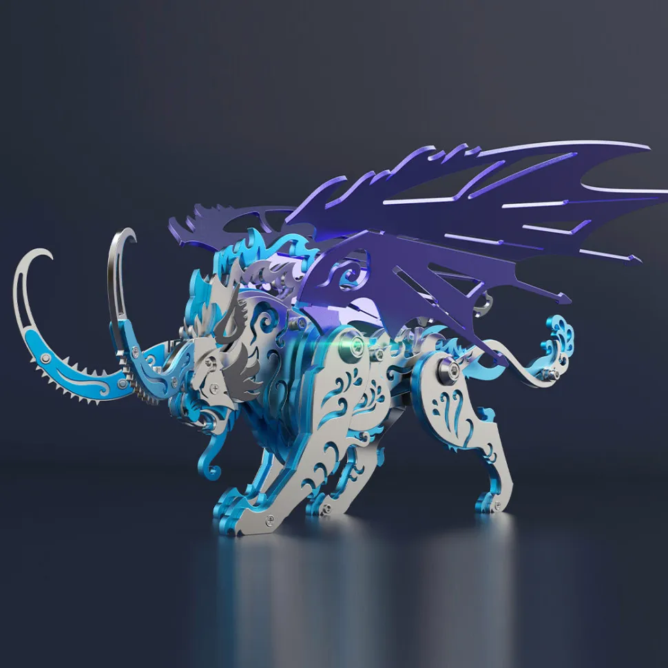 3D Puzzle DIY Model Kit Jigsaw Metal Tiger Model Ancient Chinese Beasts Mechanical Assembly Crafts