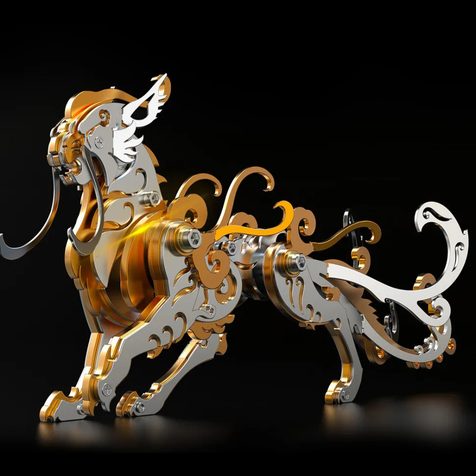 3D Puzzle DIY Model Kit Jigsaw Metal Tiger Model Ancient Chinese Beasts Mechanical Assembly Crafts