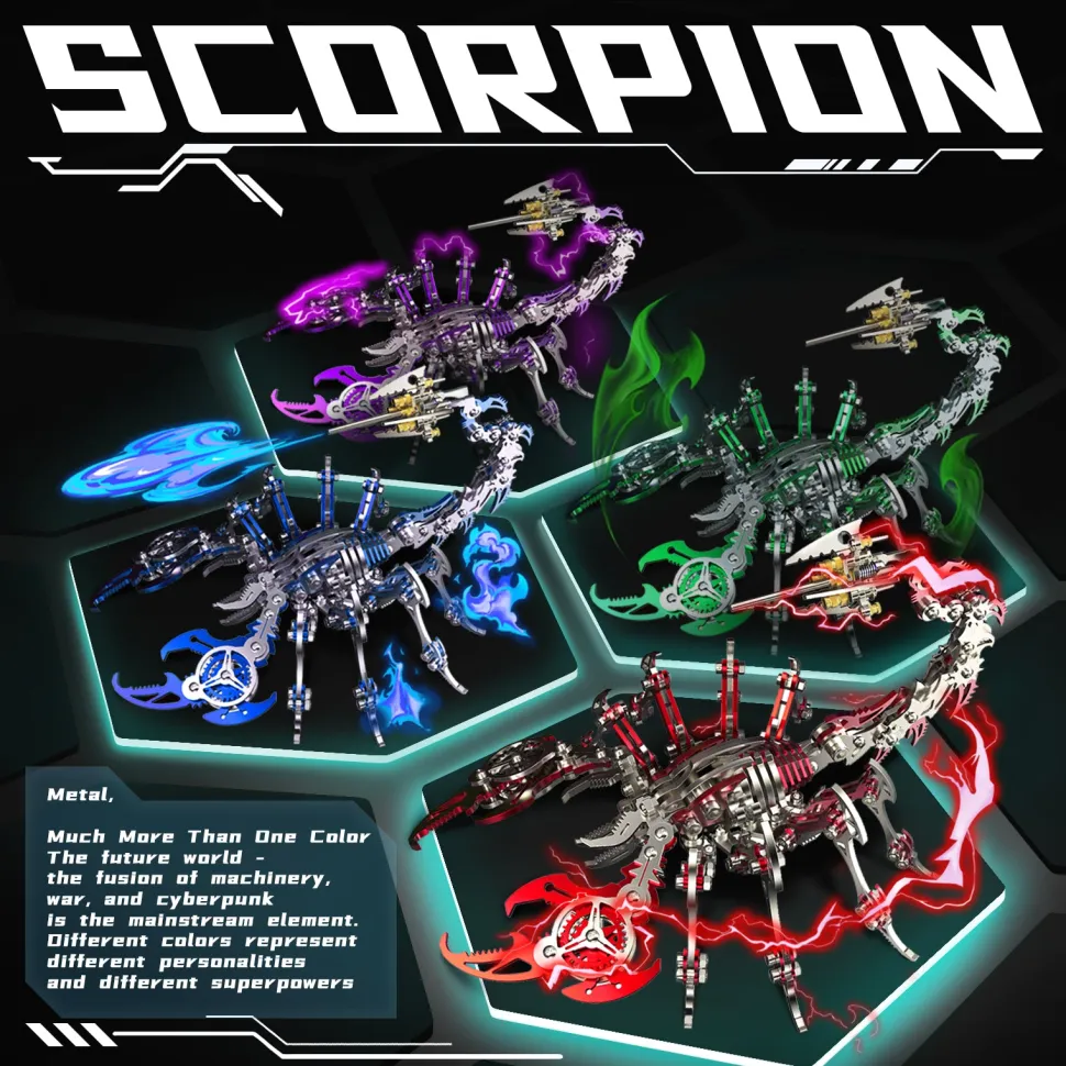 3D Puzzle DIY Model Kit Jigsaw Metal Scorpion King Mechanical Assembly Crafts-200PCS+