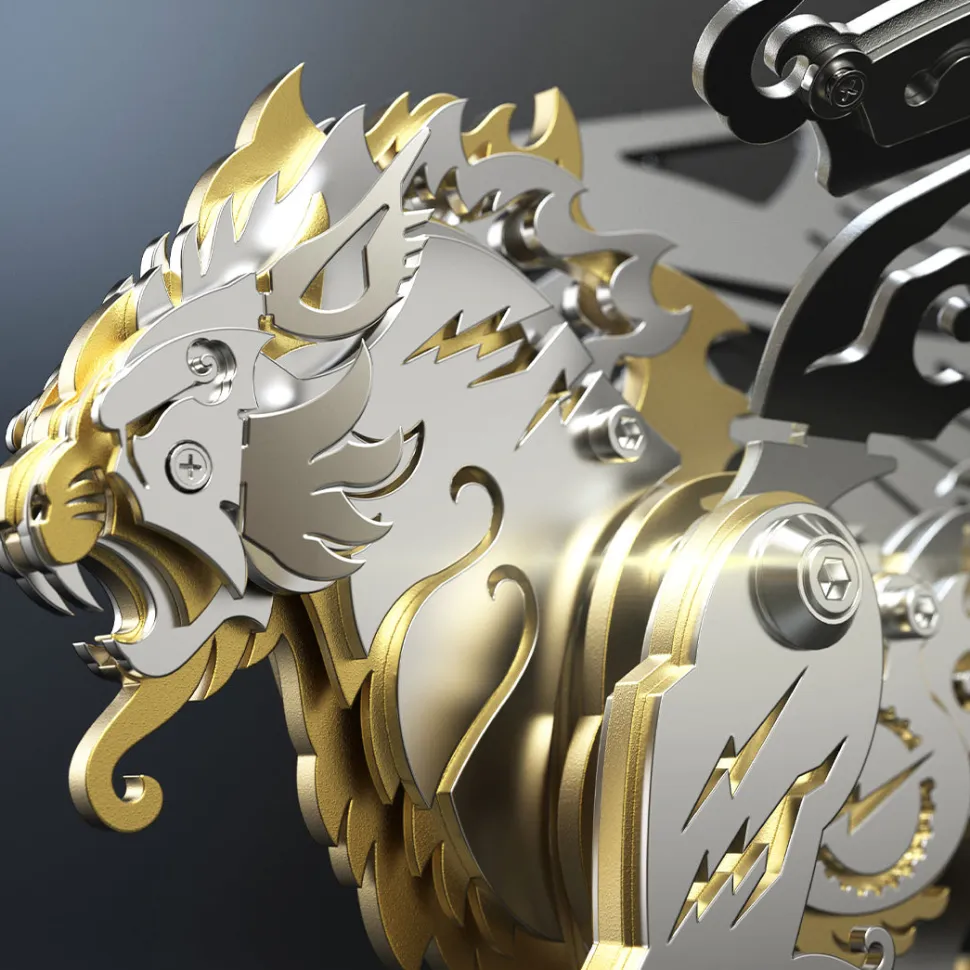 3D Puzzle DIY Model Kit Jigsaw Metal Tiger Model Ancient Chinese Beasts Mechanical Assembly Crafts-Black Golden