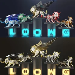 3D Puzzle DIY Model Kit Jigsaw Metal Tiger Model Ancient Chinese Beasts Mechanical Assembly Crafts-Black Golden