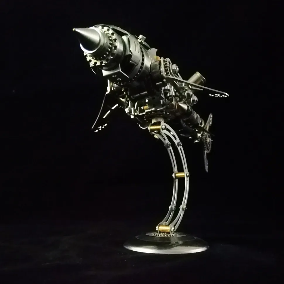 3D Puzzle Model Kit Mechanical Shark with Display Platform Metal Games DIY Assembly Jigsaw Crafts Creative Gift-209PCS