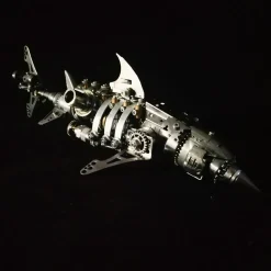 3D Puzzle Model Kit Mechanical Shark with Display Platform Metal Games DIY Assembly Jigsaw Crafts Creative Gift-209PCS