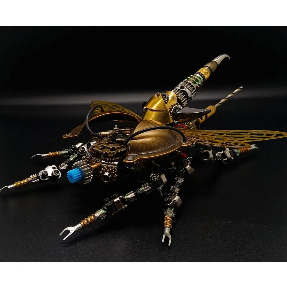 3D Puzzle Model Kit Mechanical Rotatable Beetle with Voice Control Light Metal Games DIY Assembly Jigsaw Crafts Creative Gift