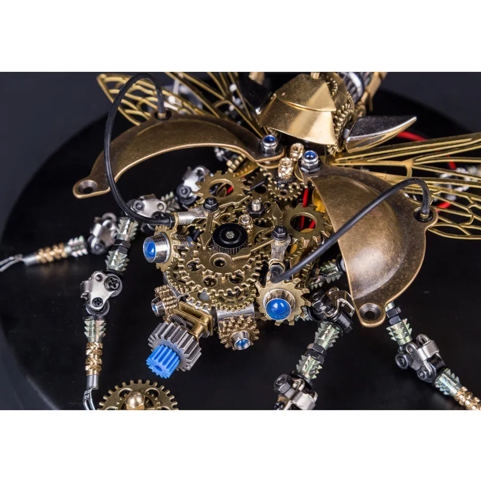 3D Puzzle Model Kit Mechanical Rotatable Beetle with Voice Control Light Metal Games DIY Assembly Jigsaw Crafts Creative Gift