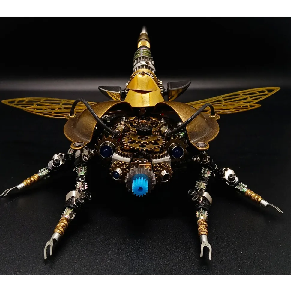 3D Puzzle Model Kit Mechanical Rotatable Beetle with Voice Control Light Metal Games DIY Assembly Jigsaw Crafts Creative Gift