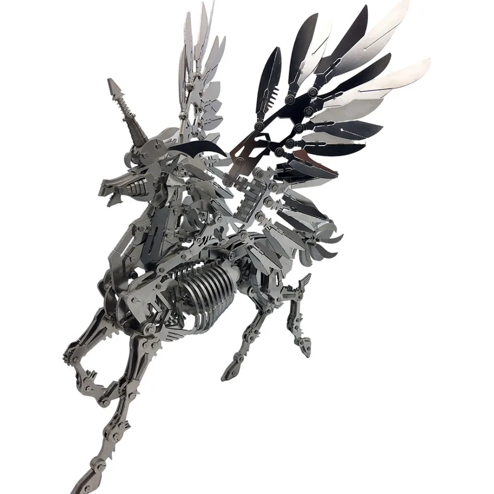3D Stainless Steel Mechanical Unicorn DIY Assembly Model Kit, Desktop Decoration Gift for Adults and Collectors