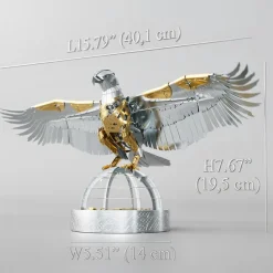 3D Stainless Steel Mechanical Eagle DIY Assembly Model Kit, Desktop for Adults and Collectors (247+PCS)