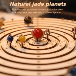 3D Wooden Mechanical Orrery Solar System Model Kit, DIY STEM Educational Desktop Display (413PCS)