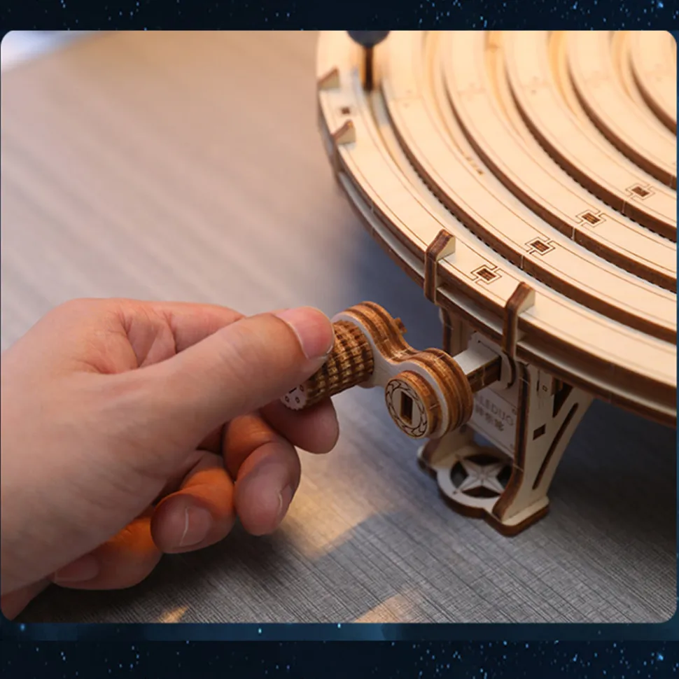 3D Wooden Mechanical Orrery Solar System Model Kit, DIY STEM Educational Desktop Display (413PCS)