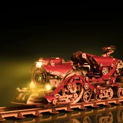 3D Wooden Steampunk Victorian Steam Train Model Building Kit 800+PCS with Led Light