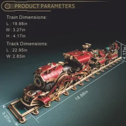 3D Wooden Steampunk Victorian Steam Train Model Building Kit 800+PCS with Led Light