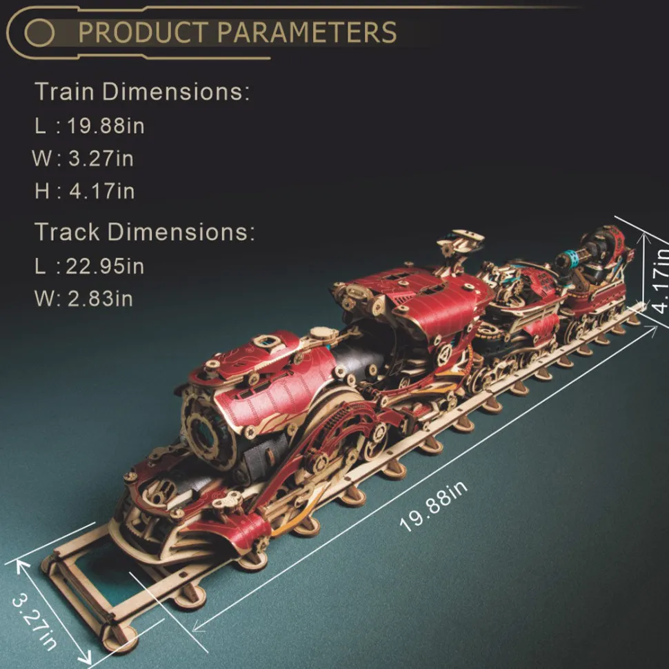 3D Wooden Steampunk Victorian Steam Train Model Building Kit 800+PCS with Led Light