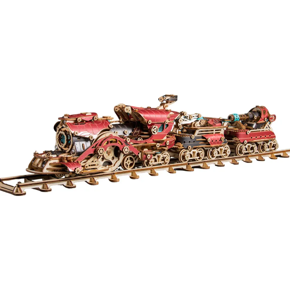 3D Wooden Steampunk Victorian Steam Train Model Building Kit 800+PCS with Led Light