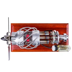 ENGINEDIY 16 Cylinder Swash Plate Stirling Engine Generator Model with Voltage Digital Display Meter and LED