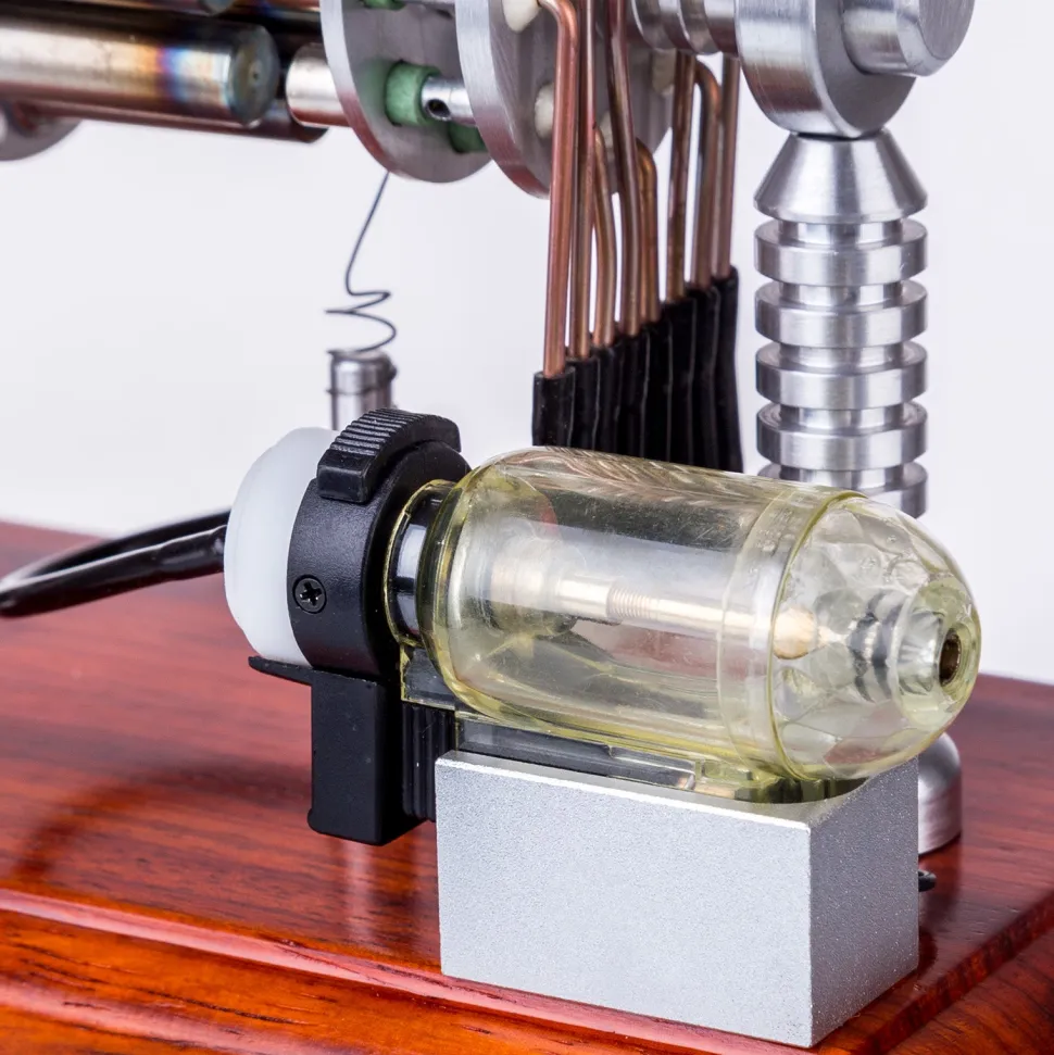 ENGINEDIY 16 Cylinder Swash Plate Stirling Engine Generator Model with Voltage Digital Display Meter and LED