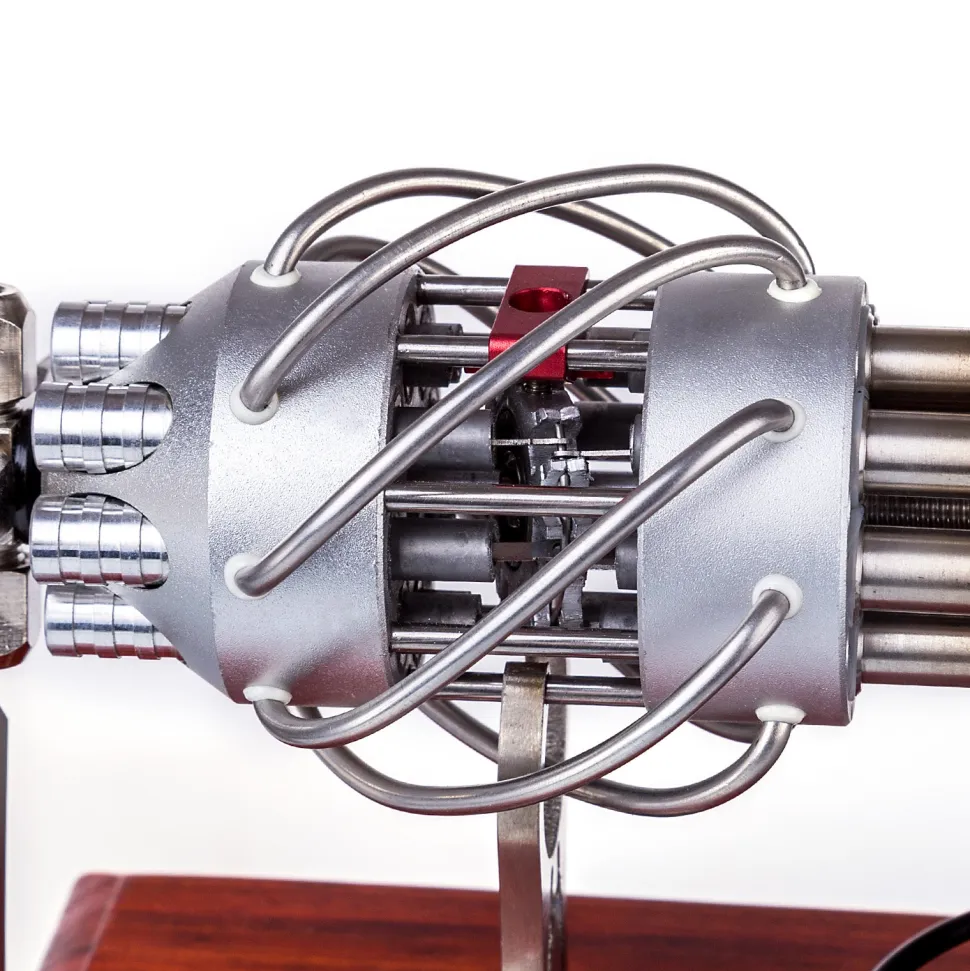 ENGINEDIY 16 Cylinder Swash Plate Stirling Engine Generator Model with Voltage Digital Display Meter and LED