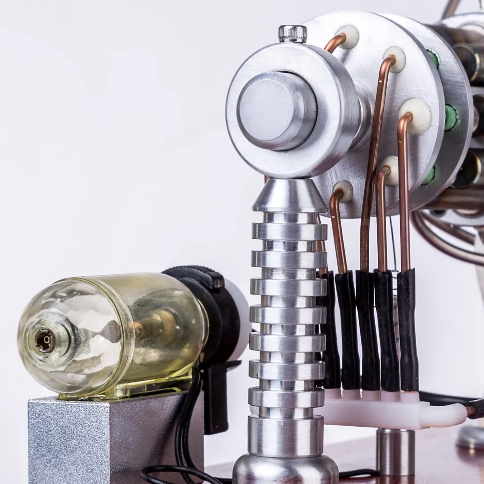 ENGINEDIY 16 Cylinder Swash Plate Stirling Engine Generator Model with Voltage Digital Display Meter and LED