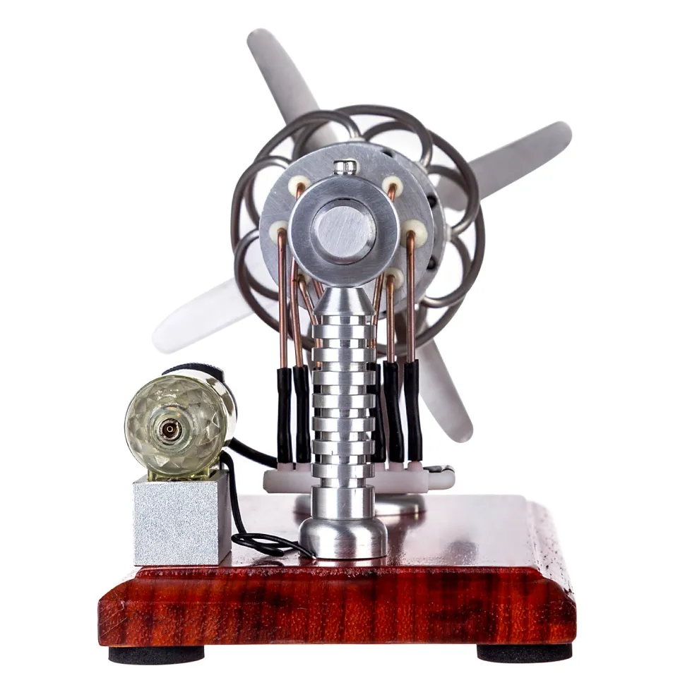 ENGINEDIY 16 Cylinder Swash Plate Stirling Engine Generator Model with Voltage Digital Display Meter and LED