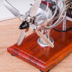 ENGINEDIY 16 Cylinder Swash Plate Stirling Engine Generator Model with Voltage Digital Display Meter and LED