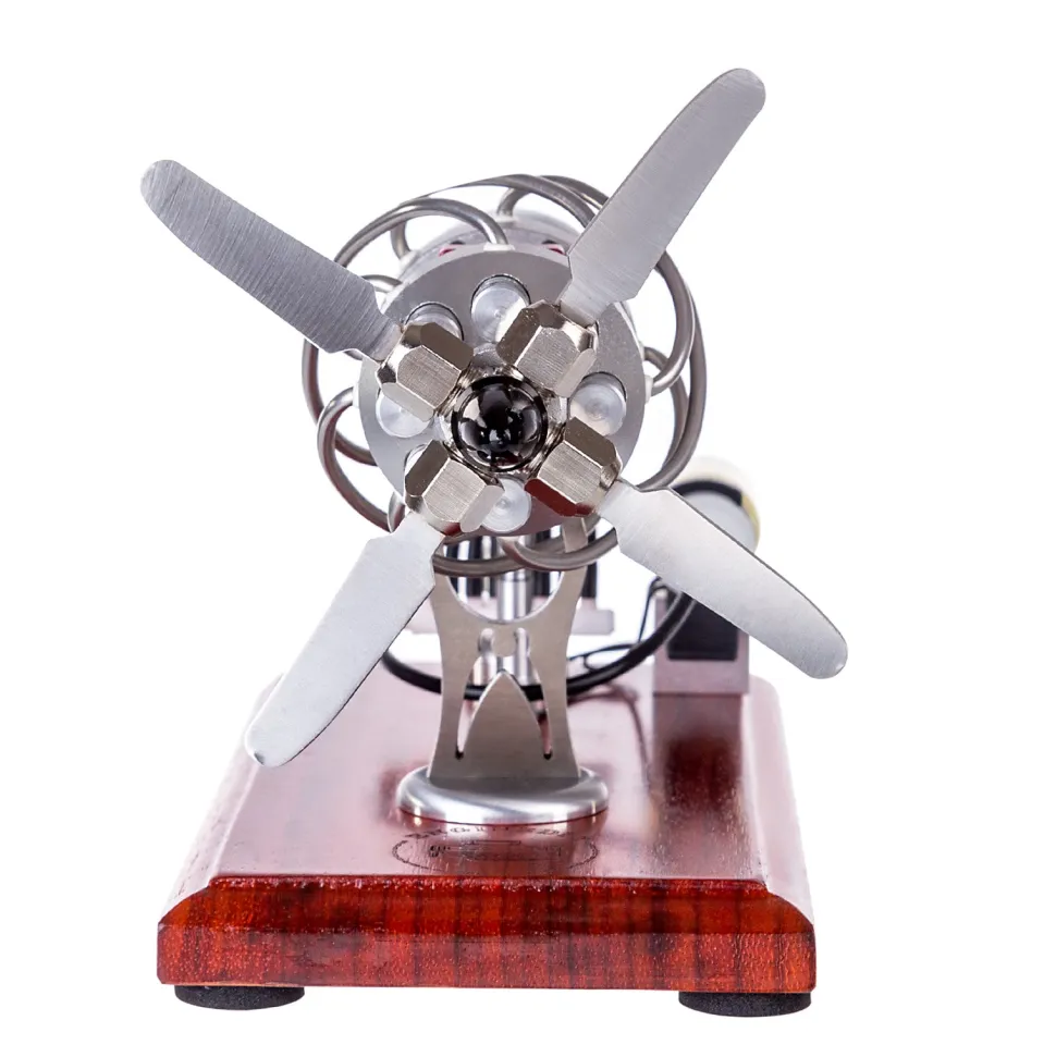 ENGINEDIY 16 Cylinder Swash Plate Stirling Engine Generator Model with Voltage Digital Display Meter and LED