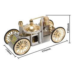 ENJOMOR Antique Metal Steam-Powered Car Model Retro Steam Engine Model Car STEM Toy Christmas Gift Collection