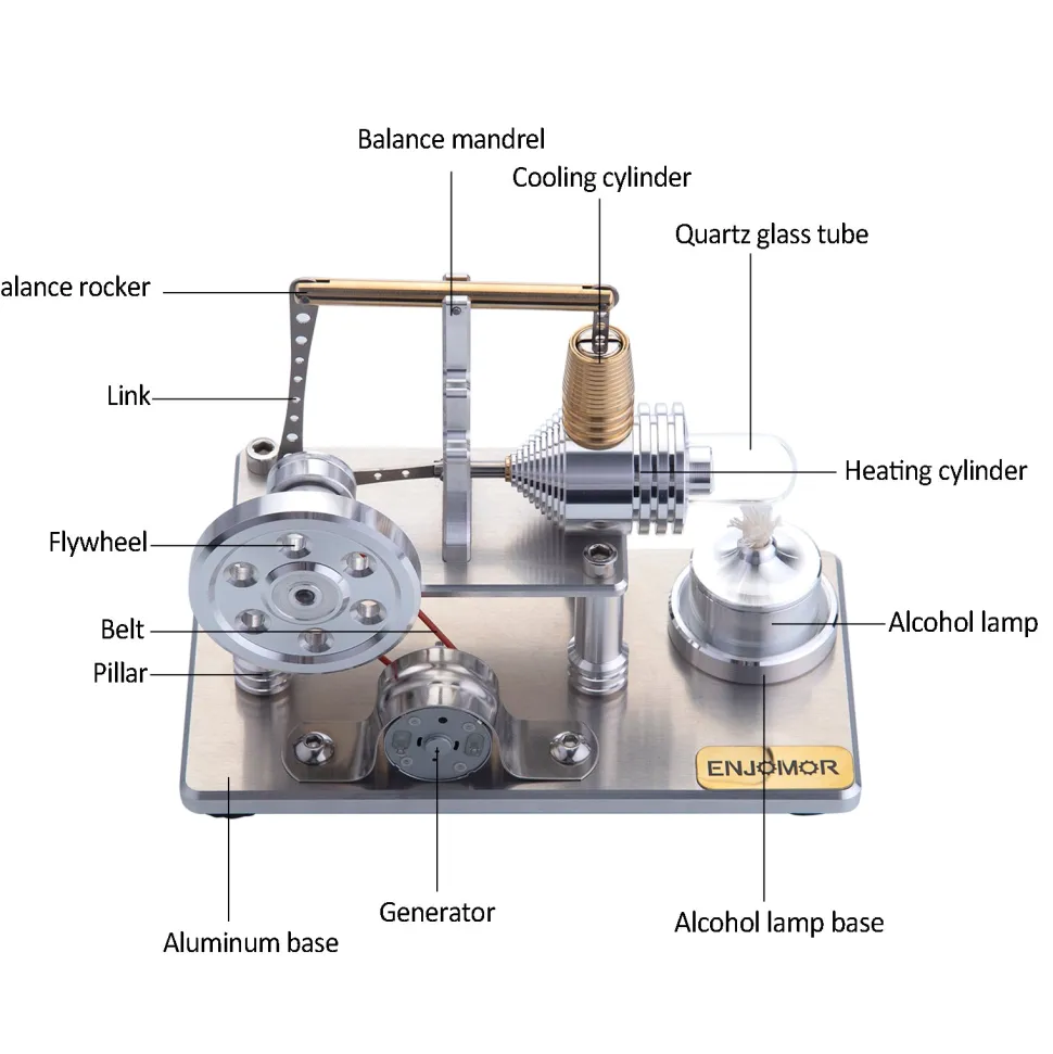 ENJOMOR Balance Hot Air Stirling Engine Electric Generator Model with LED Light - STEM Toy