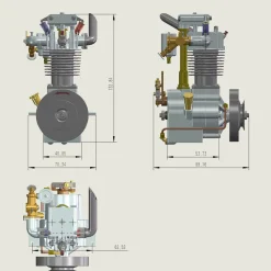 ENJOMOR 10cc Flathead Engine Single Cylinder 4 Stroke L Head Sidevalve Engine Water-cooled Gasoline Engine Internal Combustion Engine