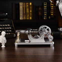 ENJOMOR 2 Cylinder Stirling Engine Model Generator Model with Voltage Meter and LED Lamp Bead - STEM Toy