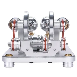 ENJOMOR 2 Cylinder Stirling Engine Model Generator Model with Voltage Meter and LED Lamp Bead - STEM Toy