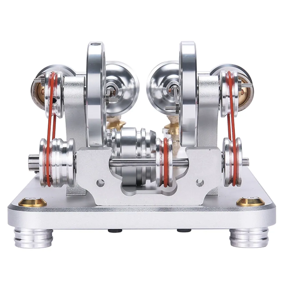 ENJOMOR 2 Cylinder Stirling Engine Model Generator Model with Voltage Meter and LED Lamp Bead - STEM Toy