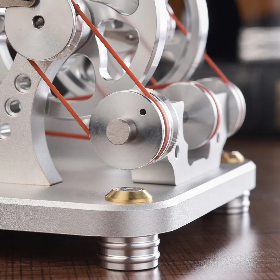 ENJOMOR 2 Cylinder Stirling Engine Model Generator Model with Voltage Meter and LED Lamp Bead - STEM Toy