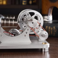 ENJOMOR 2 Cylinder Stirling Engine Model Generator Model with Voltage Meter and LED Lamp Bead - STEM Toy