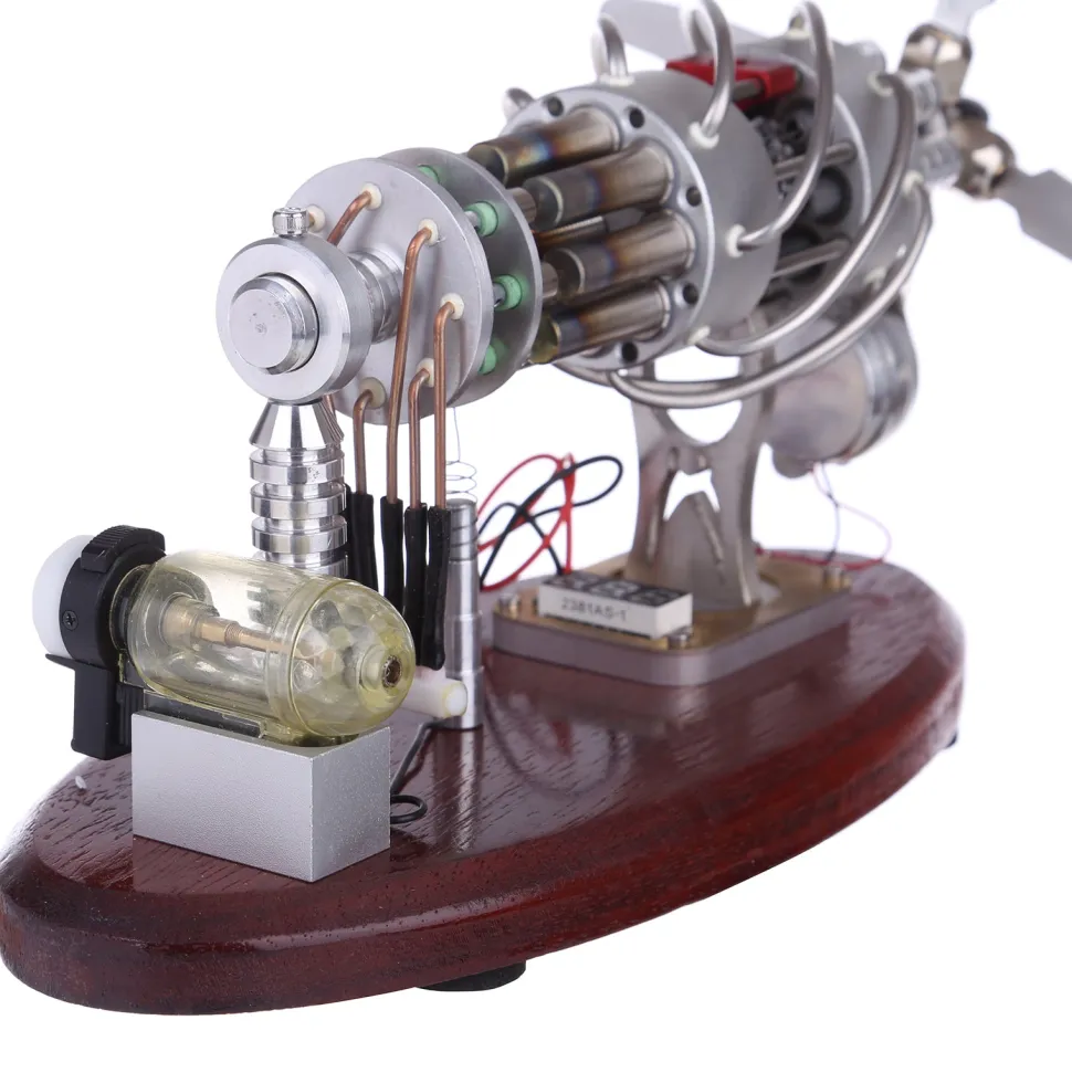 ENJOMOR 16 Cylinder Swash Plate Stirling Engine Generator Model with LED and Voltage Digital Display Meter - STEM Toy